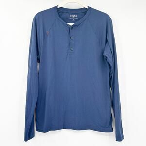 Rhone Mens Performance Athleisure Active Henley‎ Long Sleeve Shirt Size S Blue